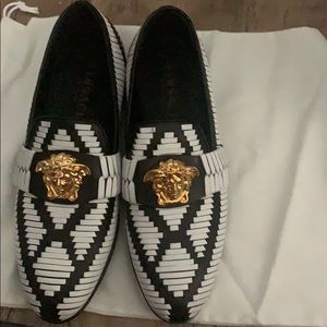 White and black with gold details